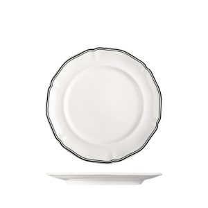 Luzerne Astoria Ink Scalloped Round Plate - Wide Rim
