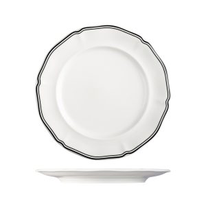 Luzerne Astoria Ink Scalloped Round Plate - Wide Rim