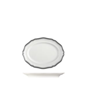 Luzerne Astoria Ink Scalloped Oval Plate - Wide Rim