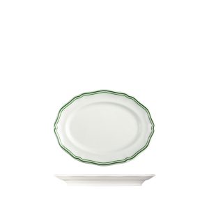 Luzerne Astoria Emerald Scalloped Oval Plate - Wide Rim