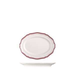 Luzerne Astoria Rosewood Scalloped Oval Plate - Wide Rim