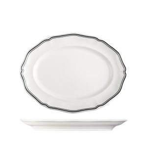 Luzerne Astoria Ink Scalloped Oval Plate - Wide Rim