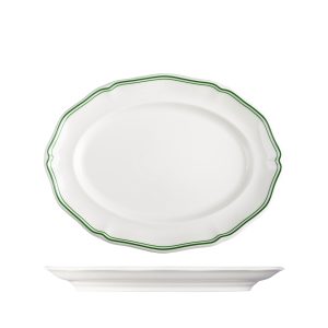 Luzerne Astoria Emerald Scalloped Oval Plate - Wide Rim