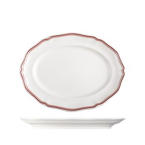Luzerne Astoria Rosewood Scalloped Oval Plate - Wide Rim