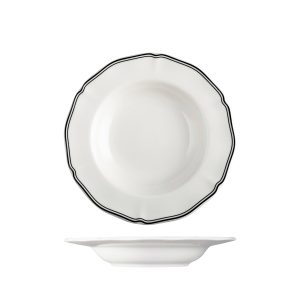 Luzerne Astoria Ink Scalloped Soup / Pasta Bowl - Wide Rim