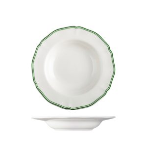 Luzerne Astoria Emerald Scalloped Soup / Pasta Bowl - Wide Rim