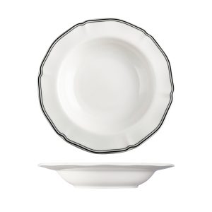 Luzerne Astoria Ink Scalloped Soup / Pasta Bowl - Wide Rim