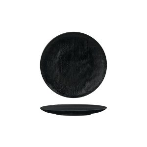 Luzerne Linen Matte Black Round Plate - Flat / Coupe