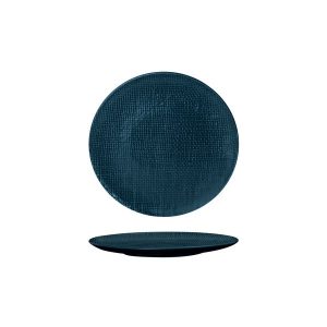 Luzerne Linen Matte Blue Round Plate - Flat / Coupe