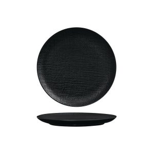 Luzerne Linen Matte Black Round Plate - Flat / Coupe