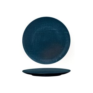 Luzerne Linen Matte Blue Round Plate - Flat / Coupe