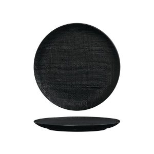 Luzerne Linen Matte Black Round Plate - Flat / Coupe