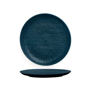 Luzerne Linen Matte Blue Round Plate - Flat / Coupe