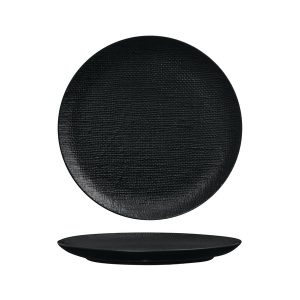 Luzerne Linen Matte Black Round Plate - Flat / Coupe