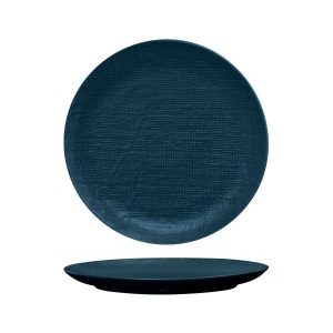 Luzerne Linen Matte Blue Round Plate - Flat / Coupe
