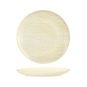 Luzerne Linen Reactive White Round Plate - Flat / Coupe