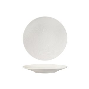 Luzerne Zen White Swirl Round Coupe Plate