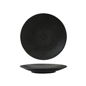 Luzerne Zen Black Swirl Round Coupe Plate