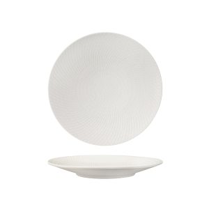 Luzerne Zen White Swirl Round Coupe Plate