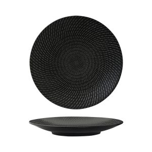 Luzerne Zen Black Swirl Round Coupe Plate