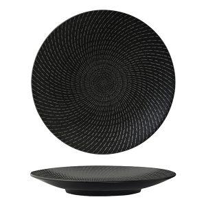 Luzerne Zen Black Swirl Round Coupe Plate