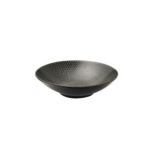 Luzerne Zen Black Swirl Round Bowl - Footed