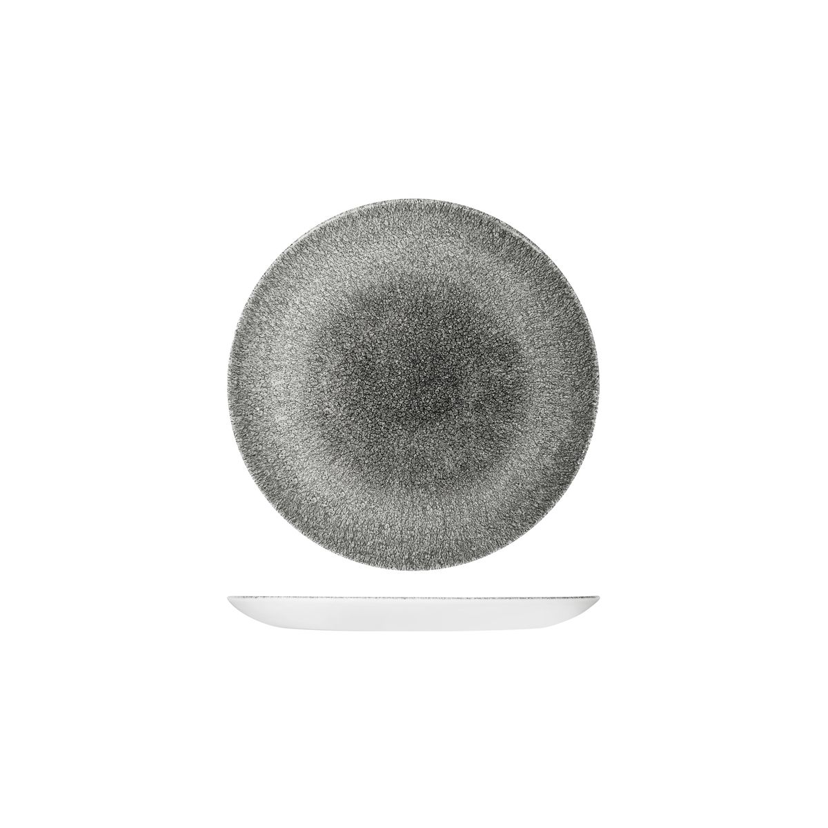 Studio Prints Raku Quartz Black Round Coupe Plate