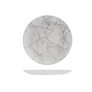 Studio Prints Kintsugi Agate Grey Round Coupe Plate
