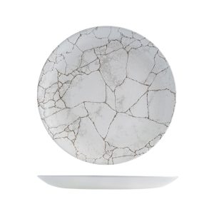 Studio Prints Kintsugi Agate Grey Round Coupe Plate