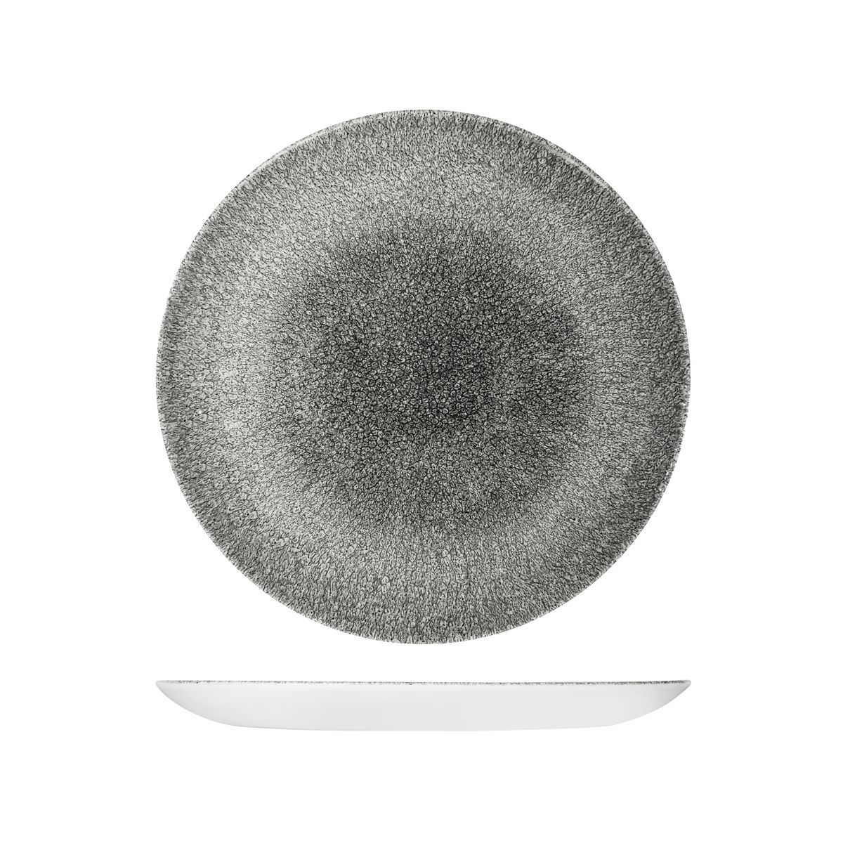 Studio Prints Raku Quartz Black Round Coupe Plate