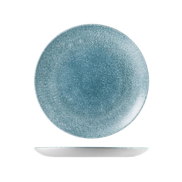 Studio Prints Raku Topaz Blue Round Coupe Plate