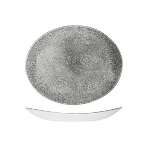 Studio Prints Raku Quartz Black Oval Coupe Plate