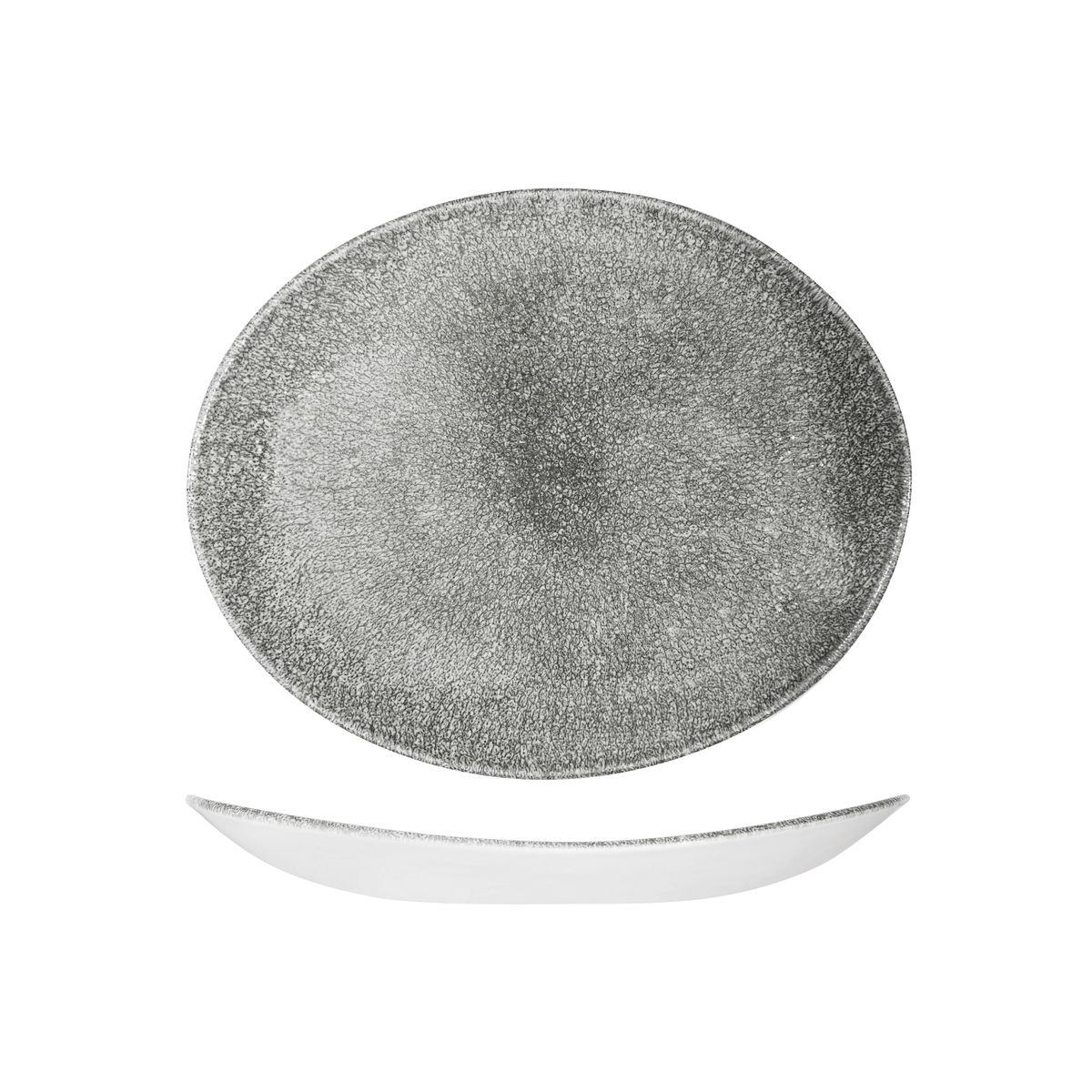 Studio Prints Raku Quartz Black Oval Coupe Plate