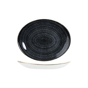 Studio Prints Homespun Charcoal Grey Oval Coupe Plate