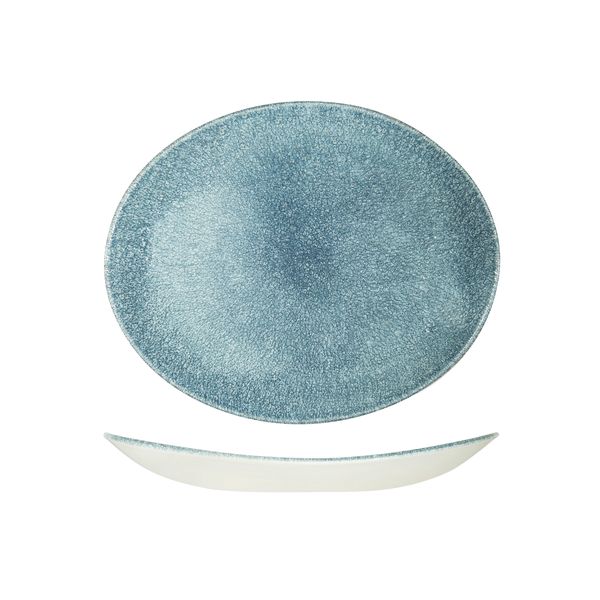 Studio Prints Raku Topaz Blue Oval Coupe Plate