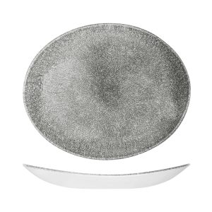 Studio Prints Raku Quartz Black Oval Coupe Plate