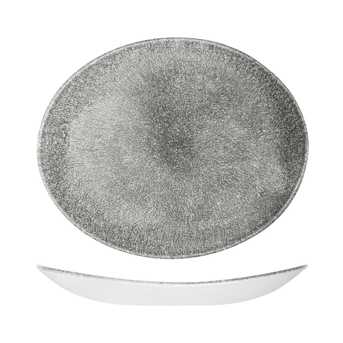 Studio Prints Raku Quartz Black Oval Coupe Plate