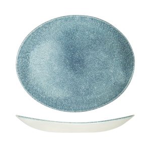 Studio Prints Raku Topaz Blue Oval Coupe Plate