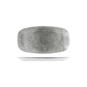 Studio Prints Raku Quartz Black Oblong Chef's Plate