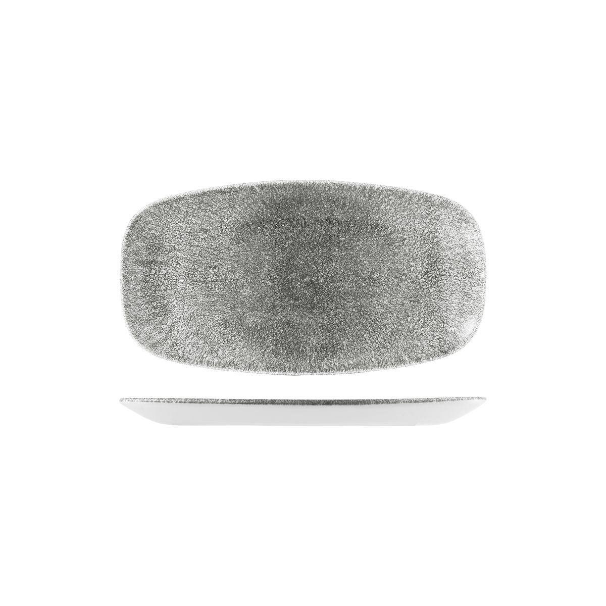 Studio Prints Raku Quartz Black Oblong Chef's Plate