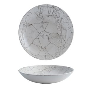 Studio Prints Kintsugi Agate Grey Round Coupe Bowl