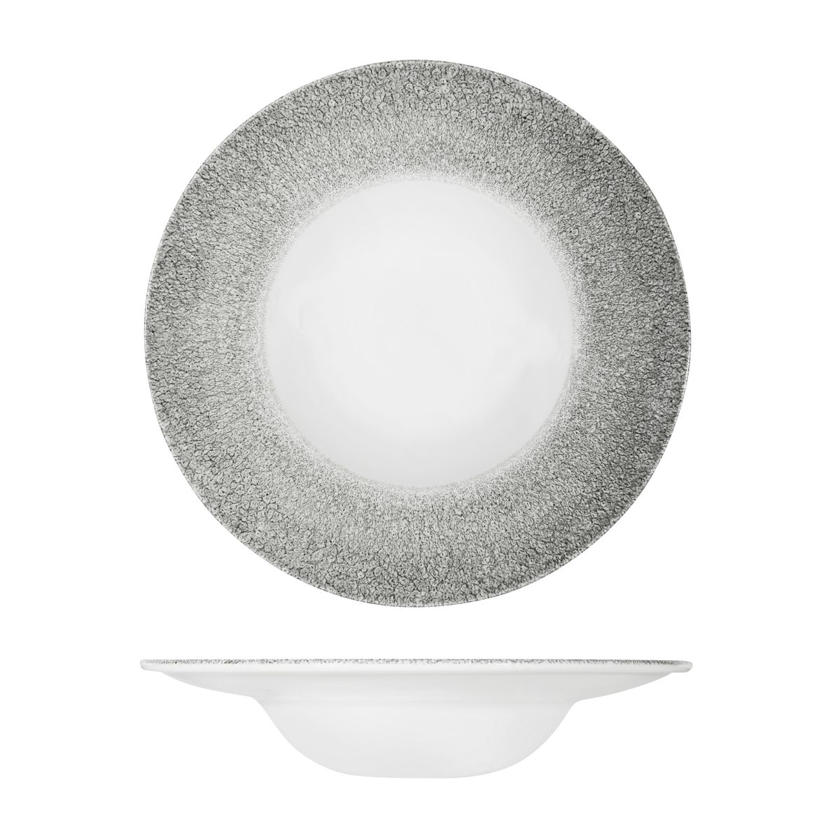 Studio Prints Raku Quartz Black Round Bowl - Wide Rim