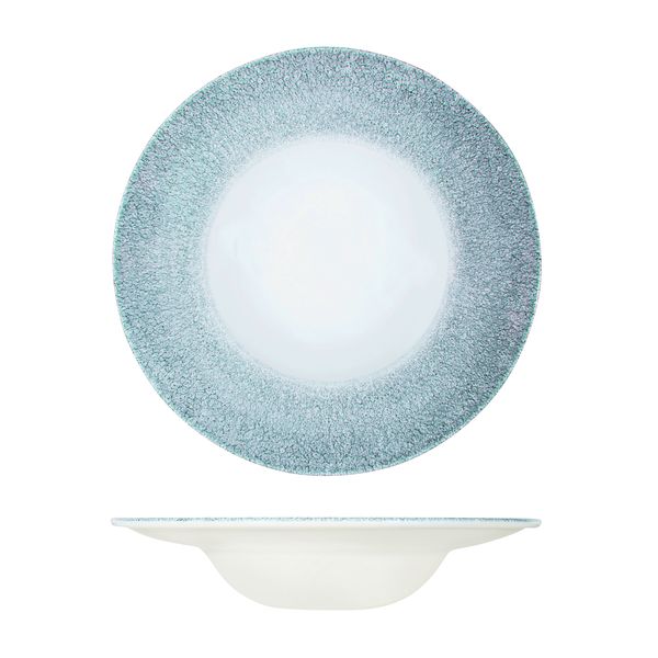 Studio Prints Raku Topaz Blue Round Bowl - Wide Rim