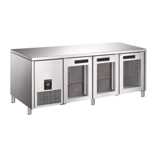 3 Door Slimline Fridge 660 Deep Glass Doors