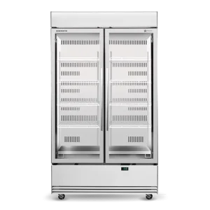 BME1200N-AC 2 Glass Door Display or Storage Fridge, Lit Sign