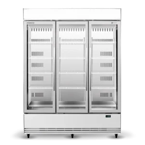 BME1500N-AC 3 Glass Door Display or Storage Fridge, Lit Sign