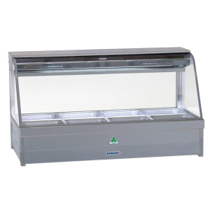 Roband Curved Glass Refrigerated Display Bar - Piped and Foamed only (no motor), 12 pans