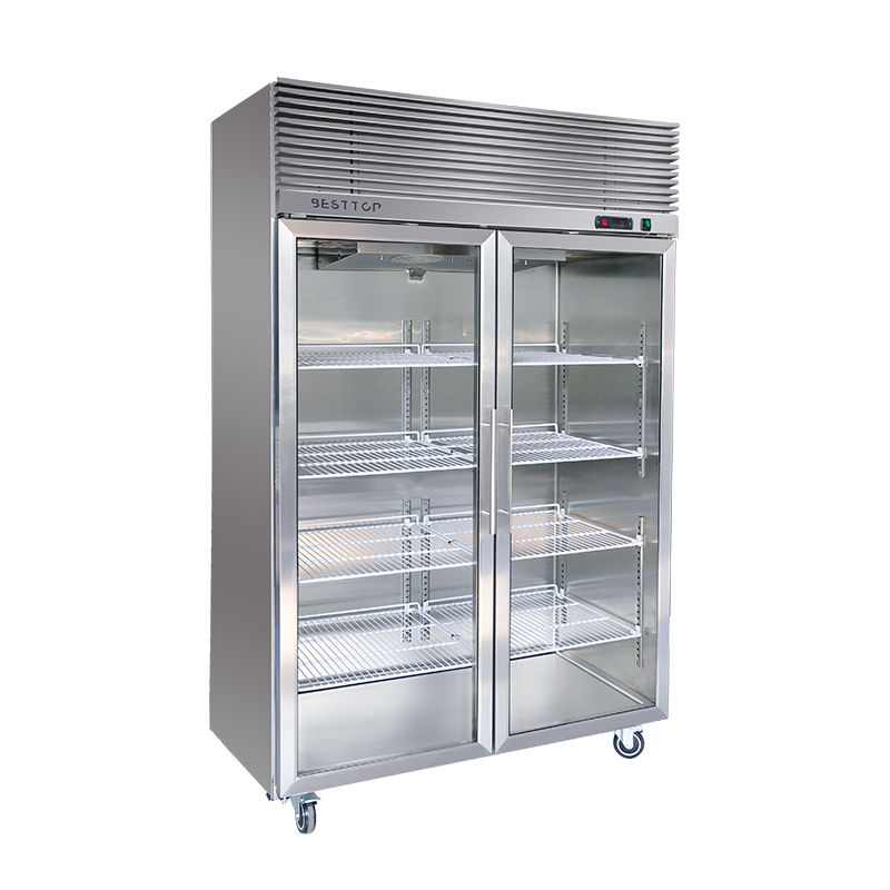 BESTTOP Double Glass Door Upright Fridge