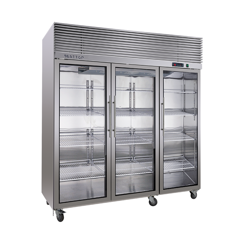BESTTOP Three Glass Door Upright Fridge