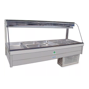 Roband Curved Glass Refrigerated Display Bar, 12 pans